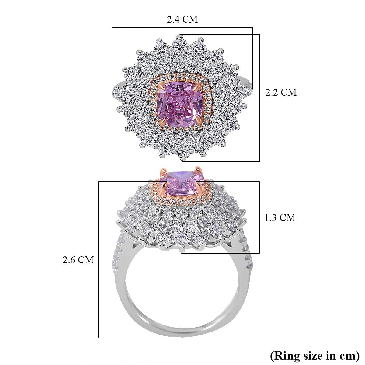 Red Carpet Collection - Pink &amp; White Cubic Zirconia Ring in Rhodium Overlay Sterling Silver 7698191 5