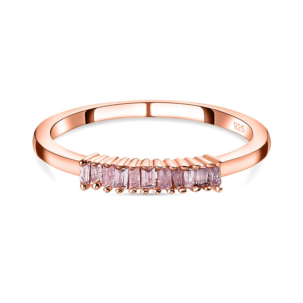 Pink Diamond Band Ring in 18K Rose Gold Vermeil Plated Sterling Silver