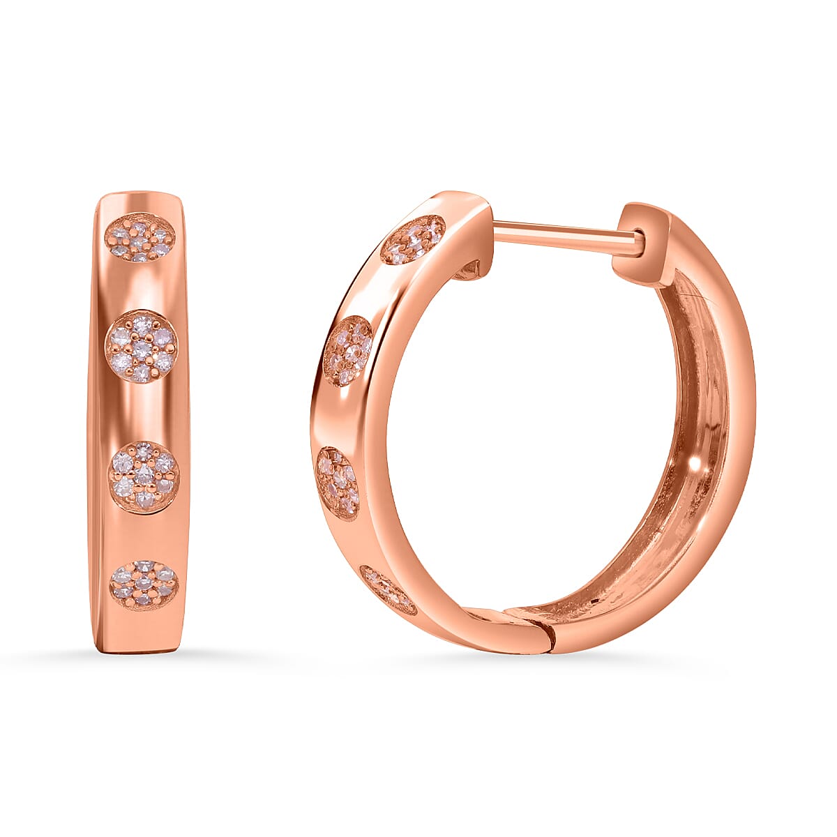 LIMITED EDITION - Natural Pink Diamond Hoop Earrings with Hoop in Vermeil Rose Gold Plated Sterling Silver 7708716 0