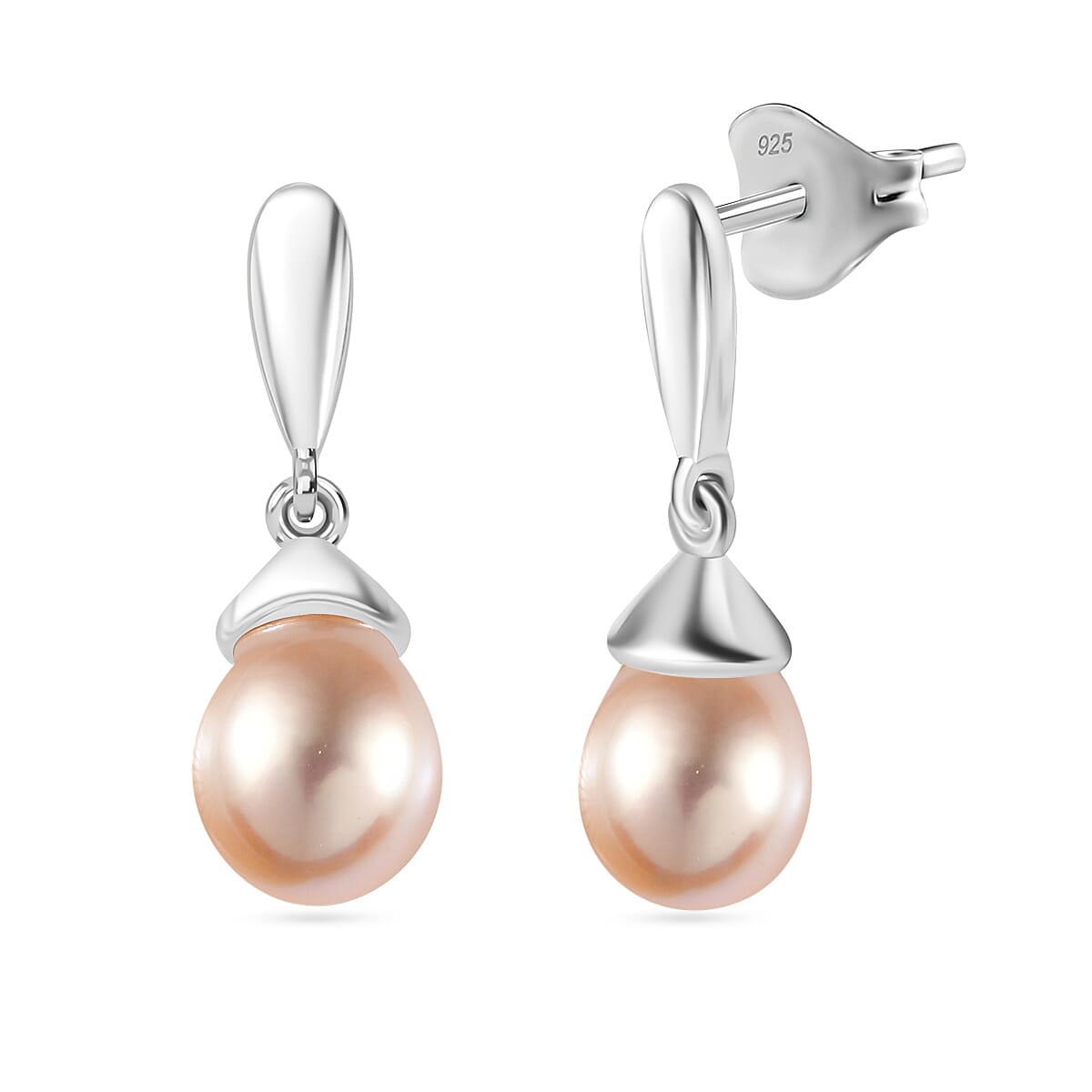 Pink Fresh Water Pearl Drop Earrings in Sterling Silver 7817858 0