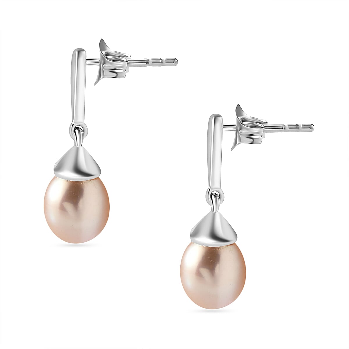 Pink Fresh Water Pearl Drop Earrings in Sterling Silver 7817858 4