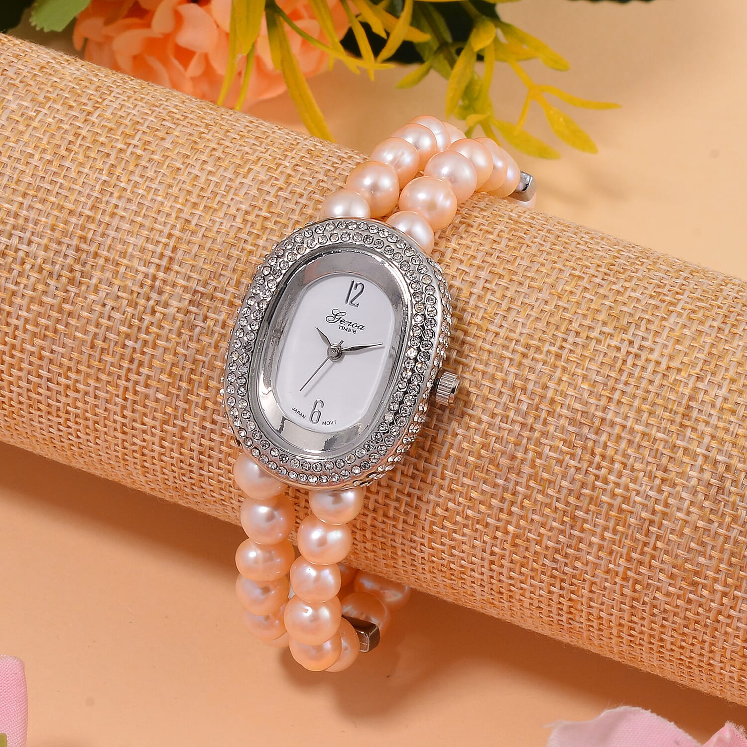 GENOA TIME V2 Miyota 2035 Japan Movt Pink Freshwater Pearl Strap 7715053 2