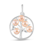Pink Freshwater Pearl Tree of Life Pendant in Sterling Silver