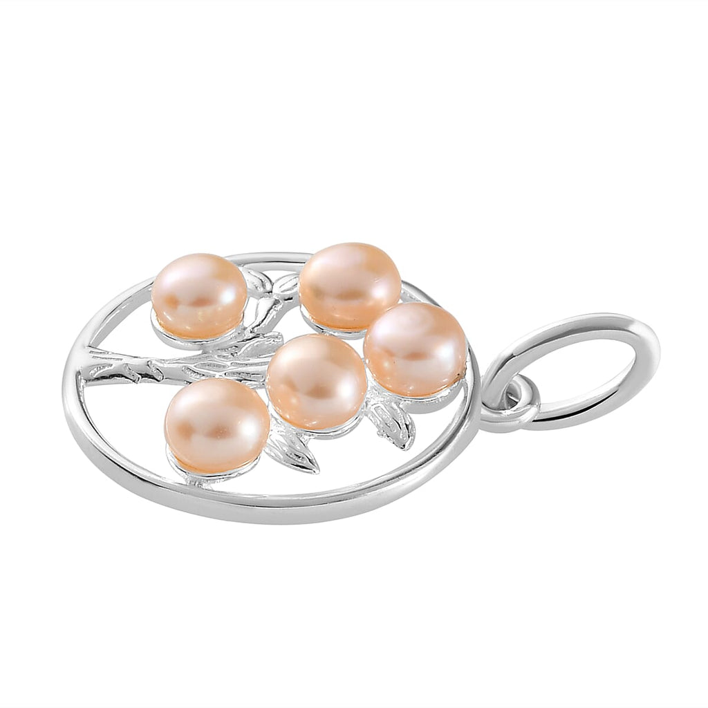 Pink Freshwater Pearl Tree of Life Pendant in Sterling Silver