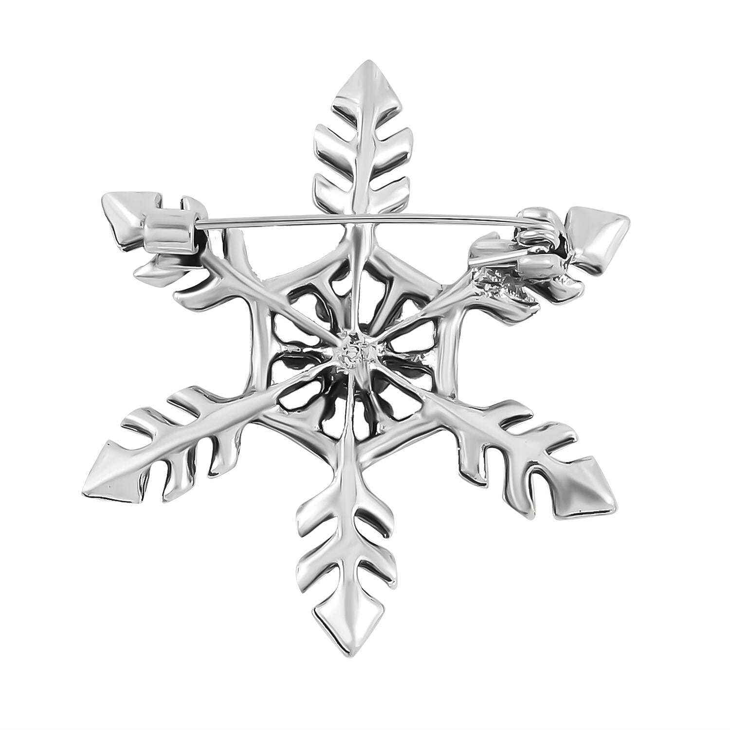 Pink &amp; Green Austrian Crystal Studded Snowflake Brooch in Antique Silver Tone 7665656 3