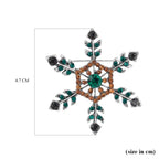Pink & Green Austrian Crystal Studded Snowflake Brooch in Antique Silver Tone