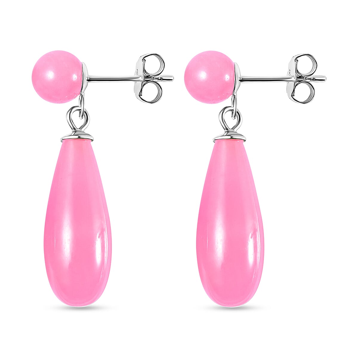 Pink Jade  Earring in Rhodium Overlay Sterling Silver 26.00 ct  26.000  Ct. 7758912 4