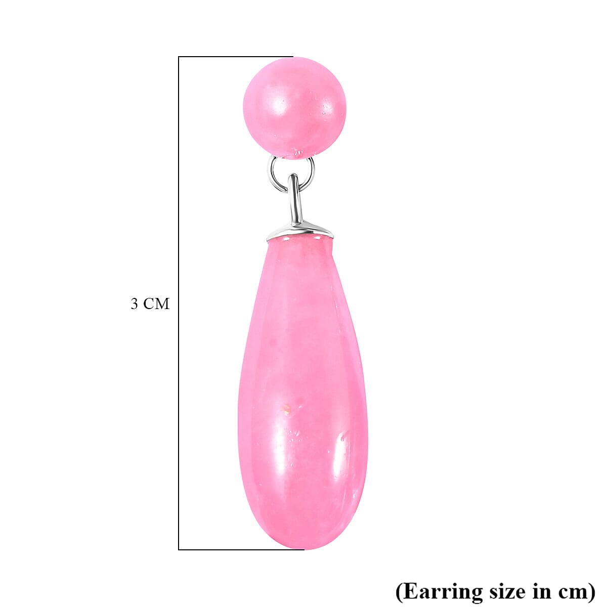 Pink Jade  Earring in Rhodium Overlay Sterling Silver 26.00 ct  26.000  Ct. 7758912 5
