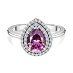 Pink & White Moissanite Ring in Platinum Overlay Sterling Silver 1.60 Ct.