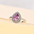 Pink & White Moissanite Ring in Platinum Overlay Sterling Silver 1.60 Ct.