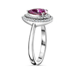 Pink & White Moissanite Ring in Platinum Overlay Sterling Silver 1.60 Ct.