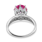 Pink Lotus & Moissanite Solitaire Ring in Rhodium Overlay Sterling Silver 2.91 Ct.