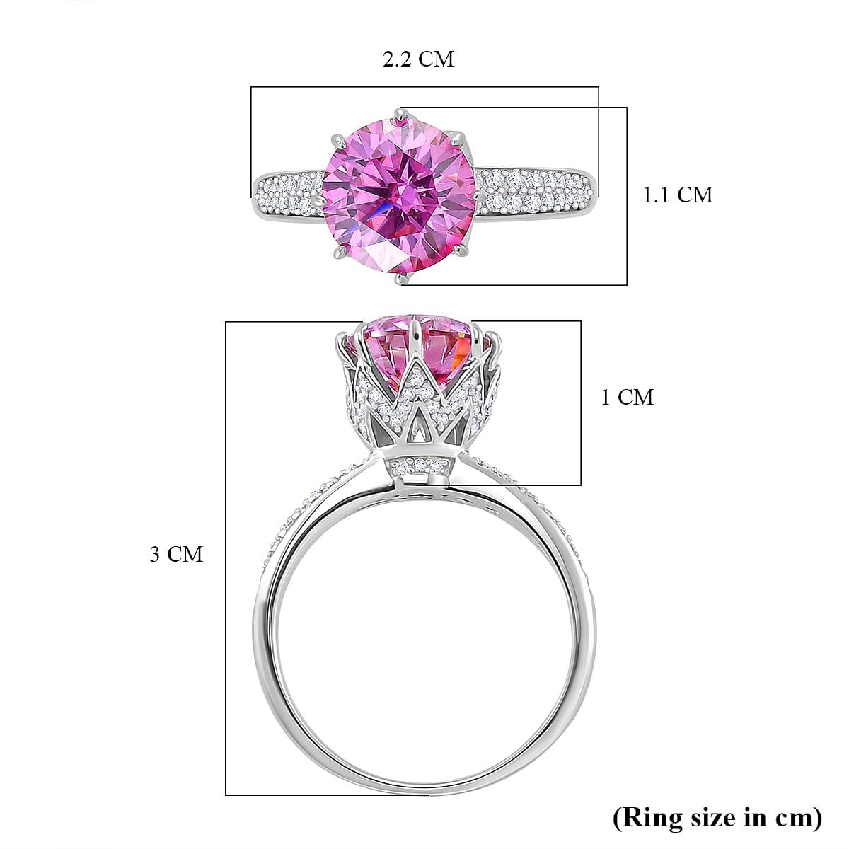 Pink Lotus Moissanite Ring in Rhodium Overlay Sterling Silver 2.91 Cts. 8044174 5