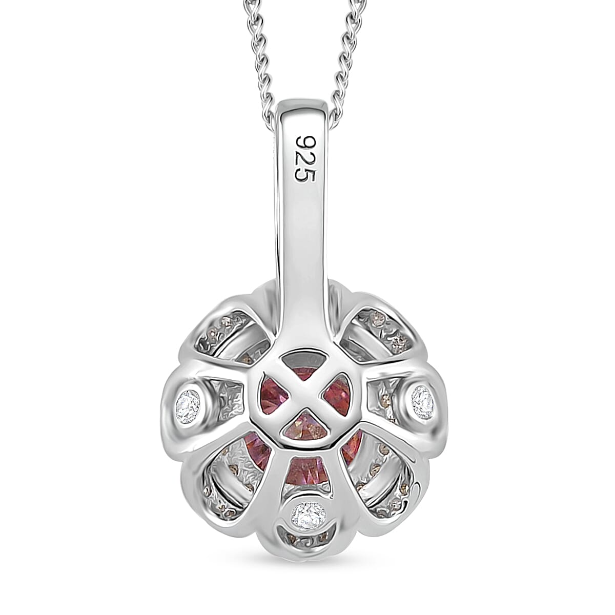 Pink &amp; White Moissanite Pendant with Chain (Size 18) in Rhodium Overlay &amp; Vermeil Yellow Gold Plated Sterling Silver 1.25 Ct. 4375680 4