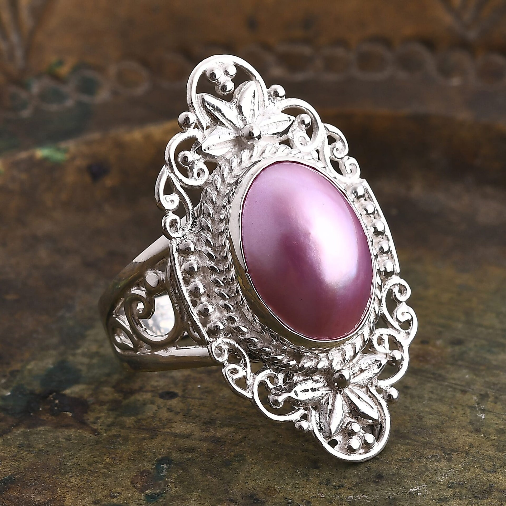 D'joy Pink Mabe Pearl Ring Sterling Silver 4.88 Ct, Silver Wt. 8.60 Gms. 8234747 1