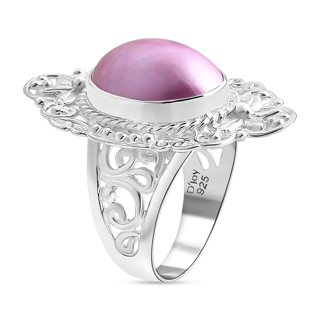 D'joy Pink Mabe Pearl Ring Sterling Silver 4.88 Ct, Silver Wt. 8.60 Gms.