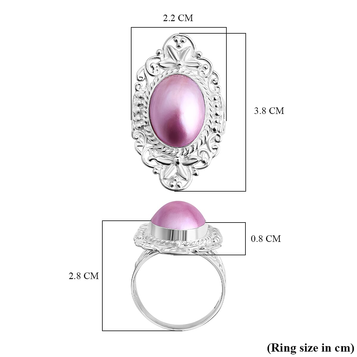 D'joy Pink Mabe Pearl Ring Sterling Silver 4.88 Ct, Silver Wt. 8.60 Gms. 8234747 5