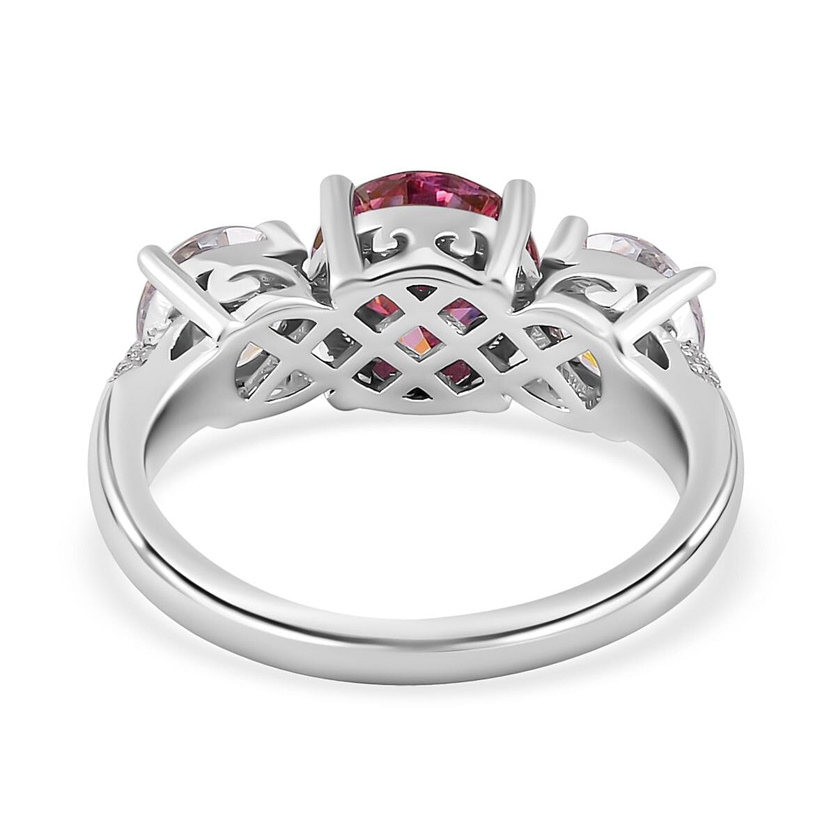 Pink Moissanite, White Moissanite Ring in Sterling Silver 3.48 ct. 7959191 4