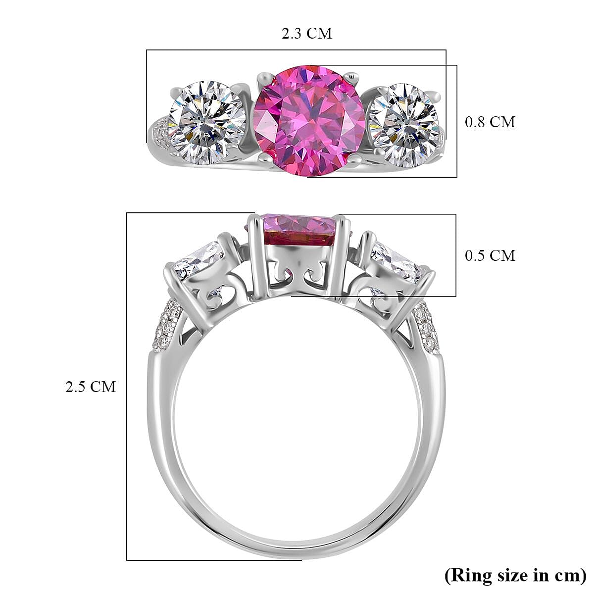 Pink Moissanite, White Moissanite Ring in Sterling Silver 3.48 ct. 7959191 5