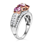 Pink & White Moissanite Ring in 18K Rose Gold Vermeil & Platinum Plated Sterling Silver 2.22 Ct.