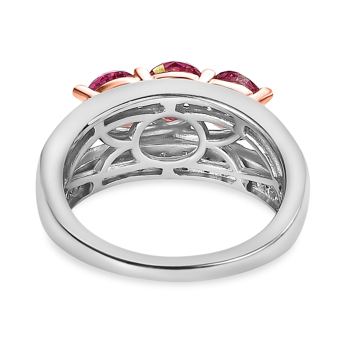 Pink &amp; White Moissanite Ring in 18K Rose Gold Vermeil &amp; Platinum Plated Sterling Silver 2.22 Ct. 7710177 5