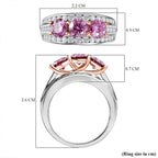 Pink & White Moissanite Ring in 18K Rose Gold Vermeil & Platinum Plated Sterling Silver 2.22 Ct.