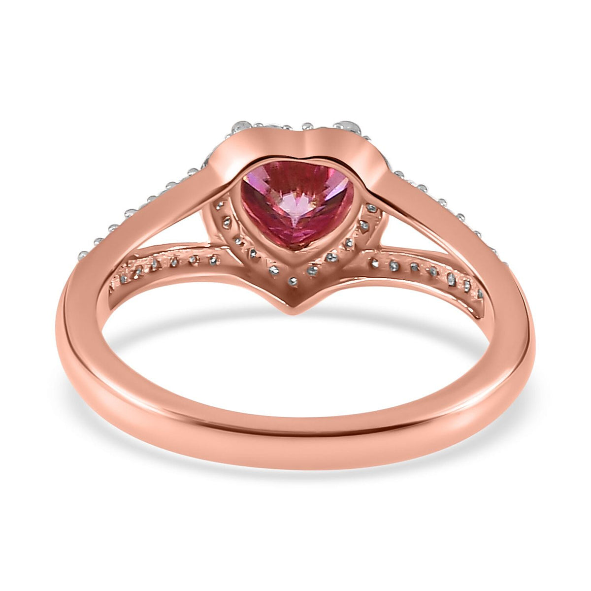 Pink &amp; White Moissanite Heart Ring in 18K Rose Gold Vermeil Plated Sterling Silver 1.30 Ct. 7712325 4