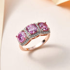 Pink & White Moissanite Ring in 18K Vermeil RG Sterling Silver 3.45 Ct.