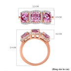 Pink & White Moissanite Ring in 18K Vermeil RG Sterling Silver 3.45 Ct.