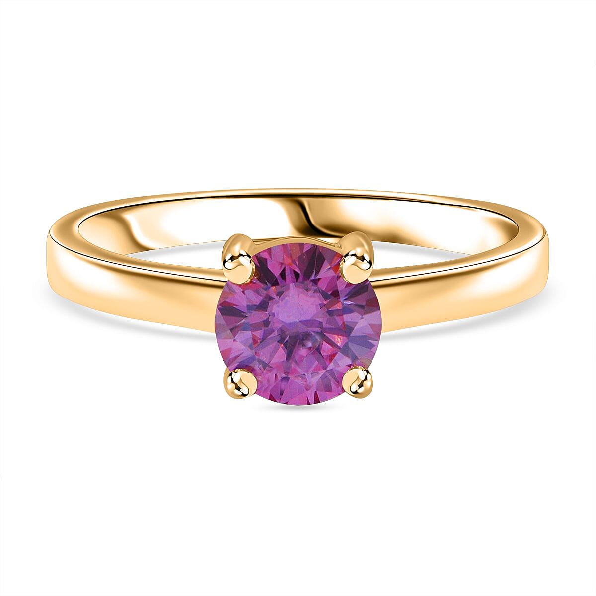 Pink Moissanite Ring in 18K Yellow Gold Vermeil Plated Sterling Silver 1.00 ct 7933340 0
