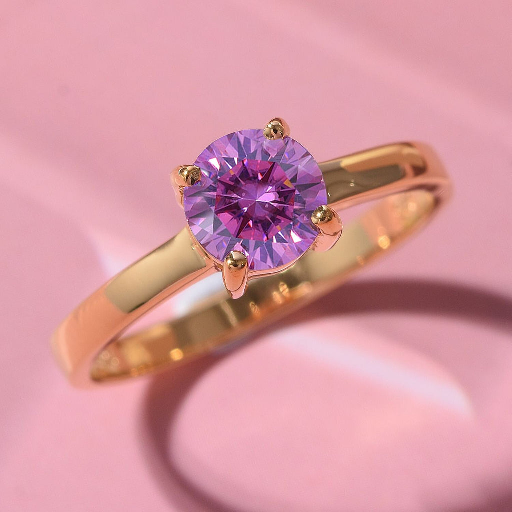 The Ultimate Moissanite Deal - Pink Moissanite Ring in Yellow Gold Vermeil Sterling Silver 1.00 ct