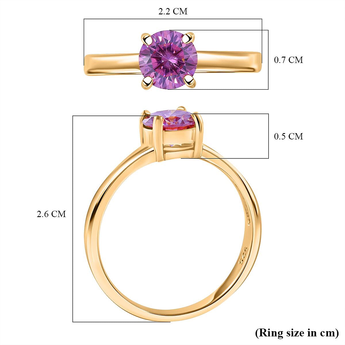 Pink Moissanite Ring in 18K Yellow Gold Vermeil Plated Sterling Silver 1.00 ct 7933340 5