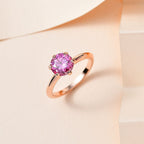 Pink Moissanite Solitaire Ring in 18K Vermeil Rose Gold Plated Sterling Silver 1.46 Ct.