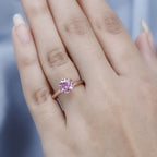 Pink Moissanite Solitaire Ring in 18K Vermeil Rose Gold Plated Sterling Silver 1.46 Ct.