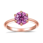 Pink Moissanite Solitaire Ring in 18K Vermeil Rose Gold Plated Sterling Silver 1.46 Ct.