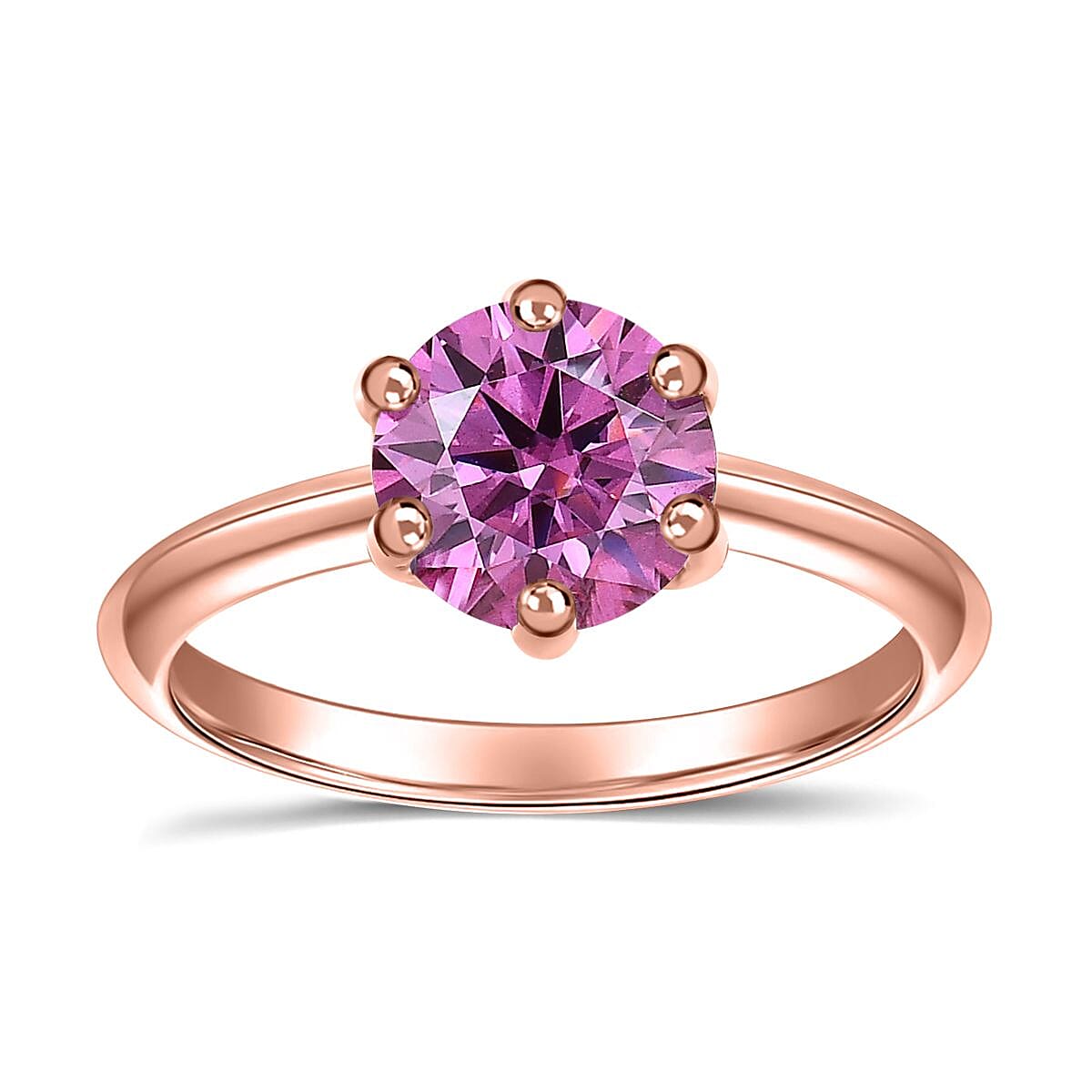 Pink Moissanite Solitaire Ring in 18K Vermeil Rose Gold Plated Sterling Silver 1.46 Ct. 7669802 3