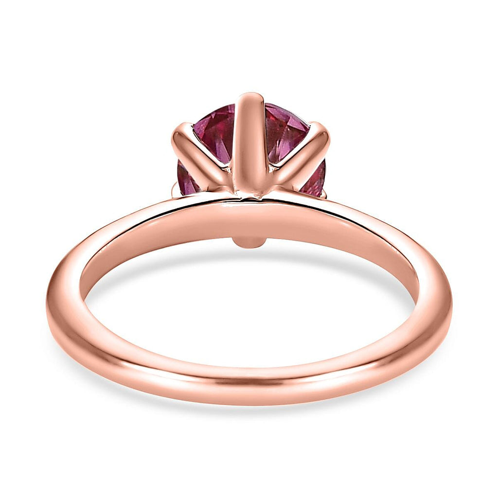 Pink Moissanite Solitaire Ring in 18K Vermeil Rose Gold Plated Sterling Silver 1.46 Ct.