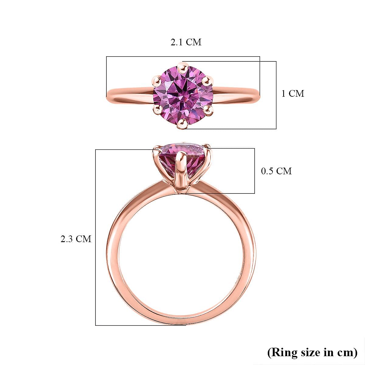Pink Moissanite Solitaire Ring in 18K Vermeil Rose Gold Plated Sterling Silver 1.46 Ct. 7669802 6