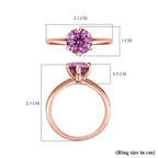 Pink Moissanite Solitaire Ring in 18K Vermeil Rose Gold Plated Sterling Silver 1.46 Ct.
