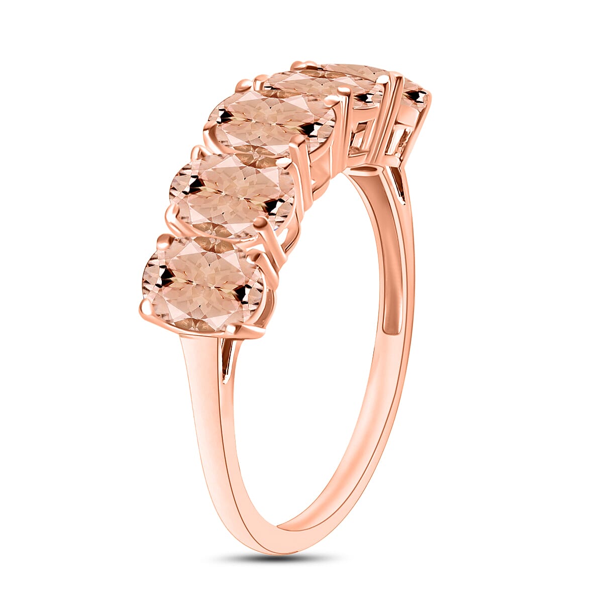 Pink Morganite 5 Stone Ring in Vermeil Rose Gold Sterling Silver 2.750 Ct 8008999 2