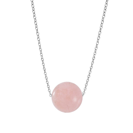 Pink Morganite Beads Necklace (Size - 18) in Rhodium Overlay Sterling Silver 20.10 Ct. 7592062 1