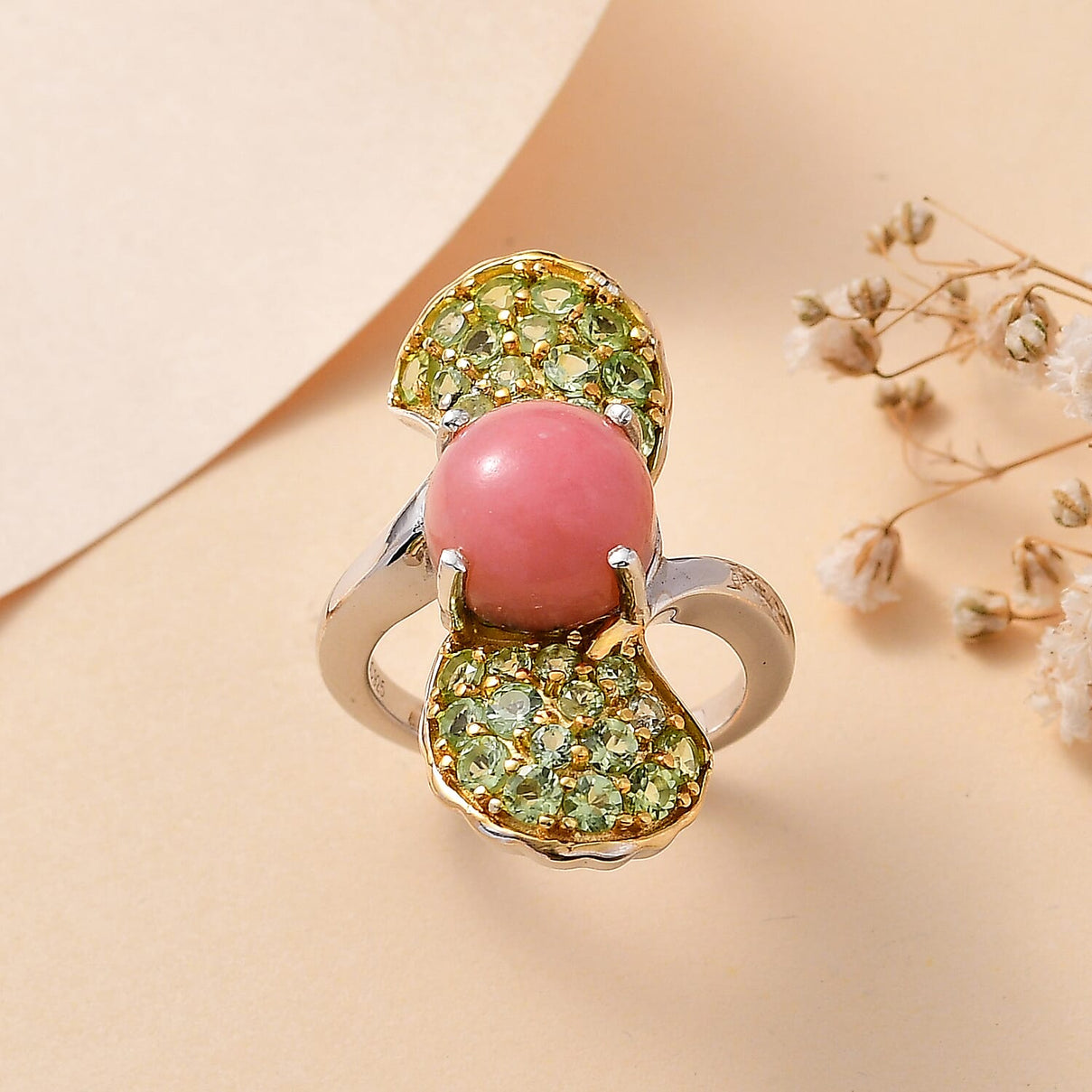 Pink Opal, Blue Sapphire, Peridot Arizona Cluster Ring in Sterling Silver 7764165 2