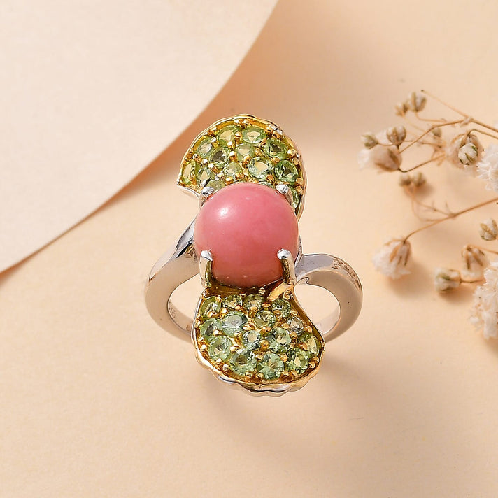 Pink Opal, Blue Sapphire, Peridot Arizona Cluster Ring in Sterling Silver 7764165 2