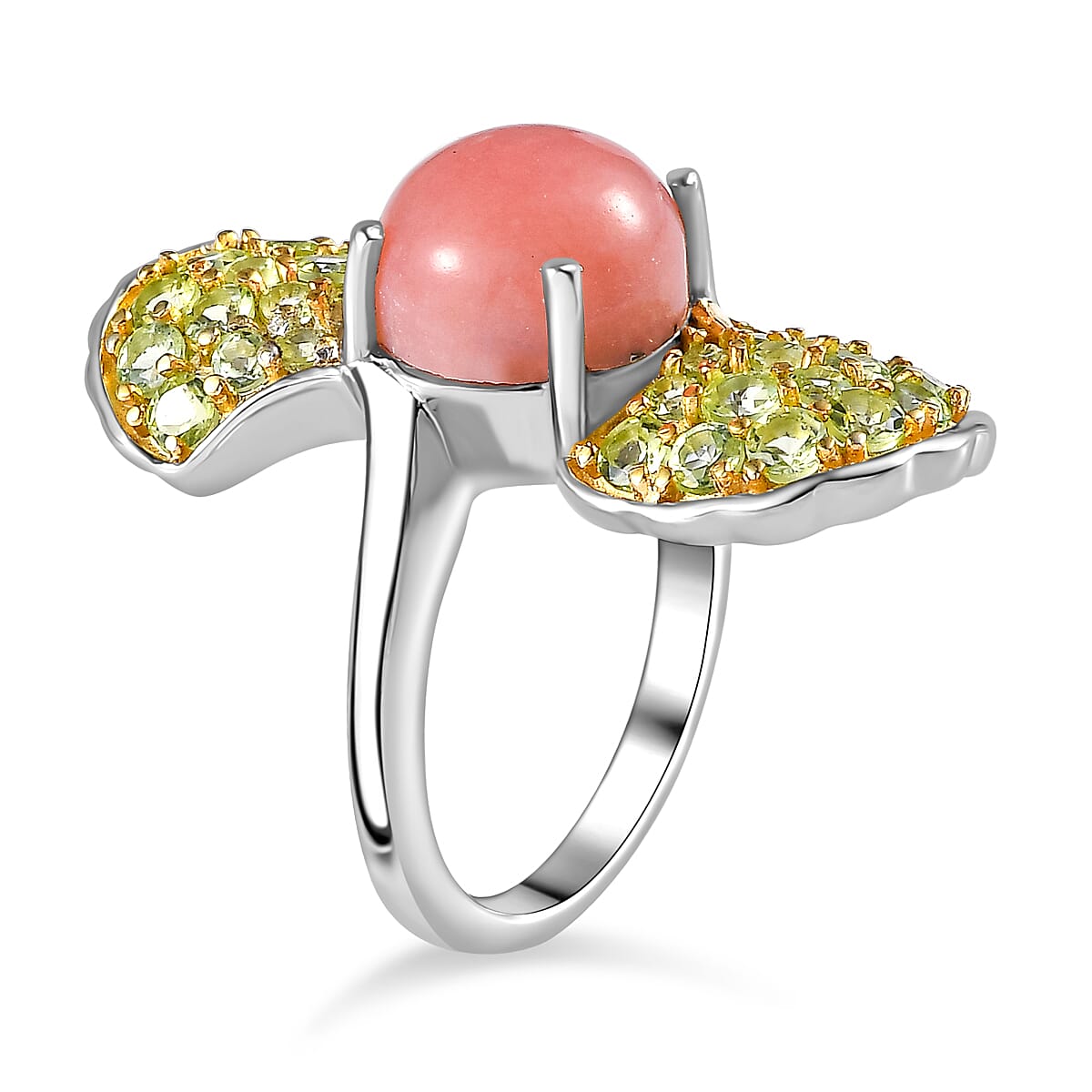 Pink Opal, Blue Sapphire, Peridot Arizona Cluster Ring in Sterling Silver 7764165 4