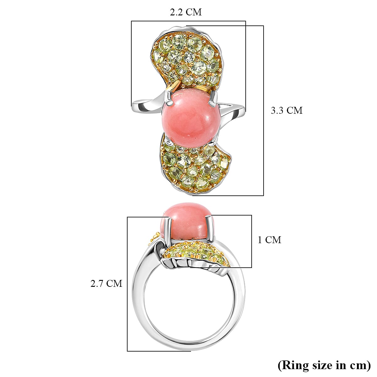 Pink Opal, Blue Sapphire, Peridot Arizona Cluster Ring in Sterling Silver 7764165 6