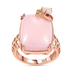 Gem Fiesta- Opal Opulence - Pink, Ethiopian, Yellow & Fire Opal Solitaire Ring in 18K Vermeil Rose Gold Plated Sterling Silver 10.00 Ct