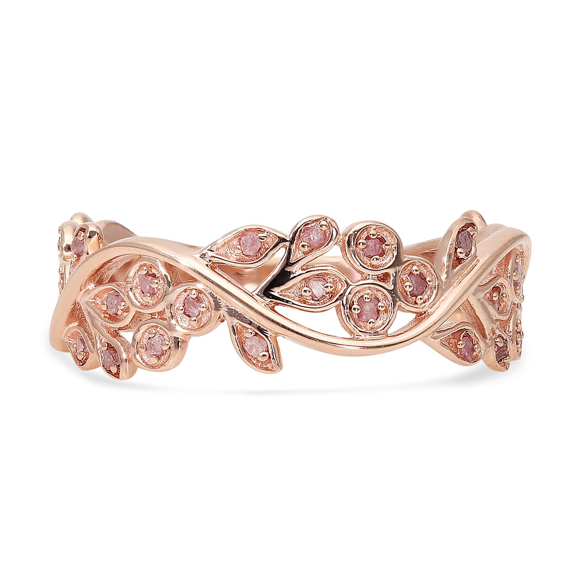 Pink Rough Diamond Ring in Rose Gold Plated Sterling Silver 0.20 Ct. 8727248 0