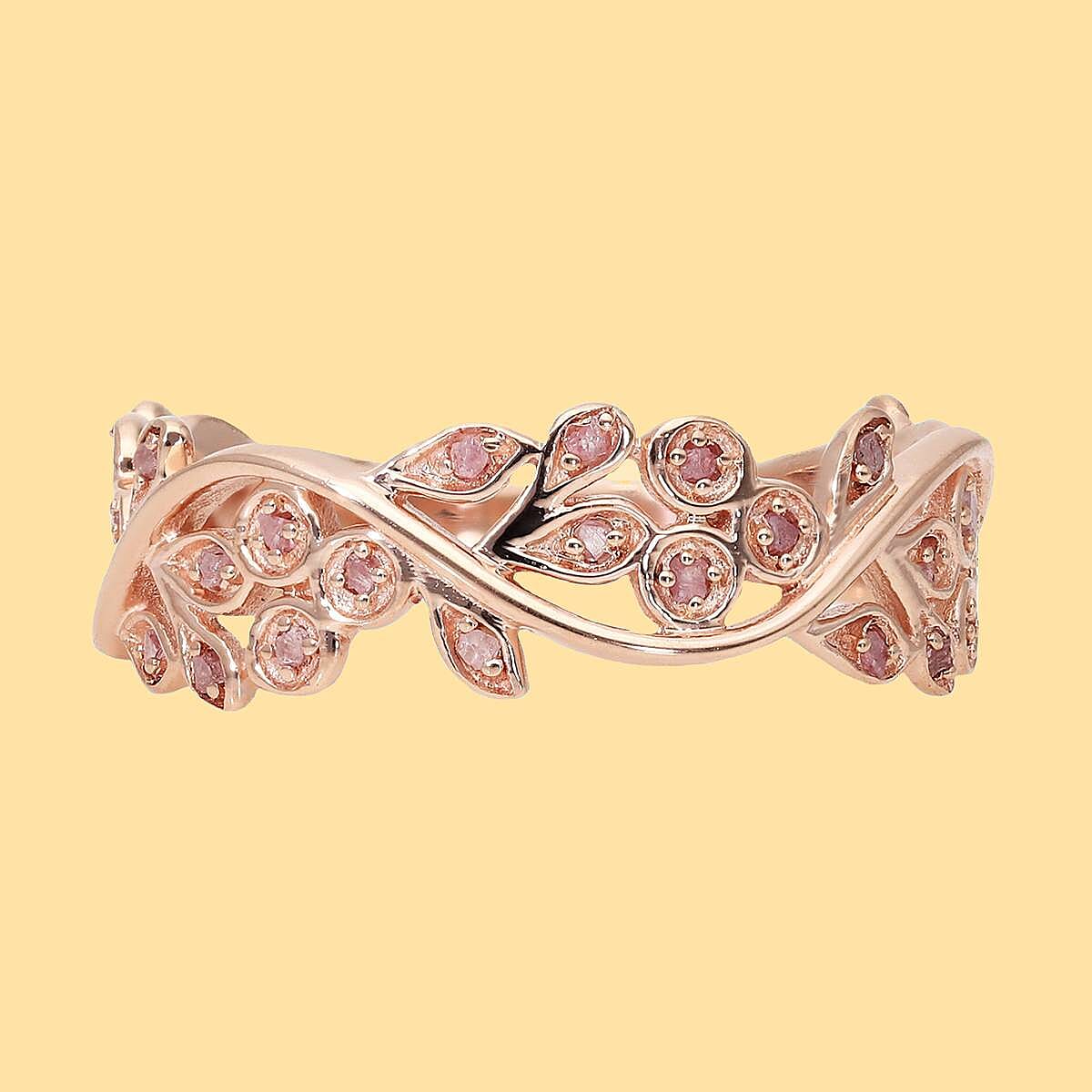 Pink Rough Diamond Ring in Rose Gold Plated Sterling Silver 0.20 Ct. 8727248 2