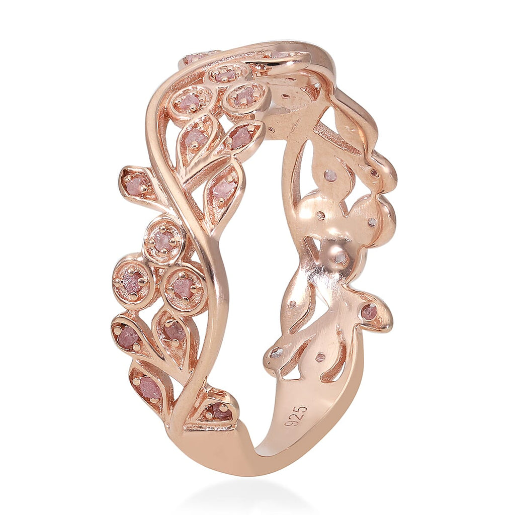 Natural Pink Diamond Ring in Vermeil Rose Gold Overlay Sterling Silver 0.20 Ct.