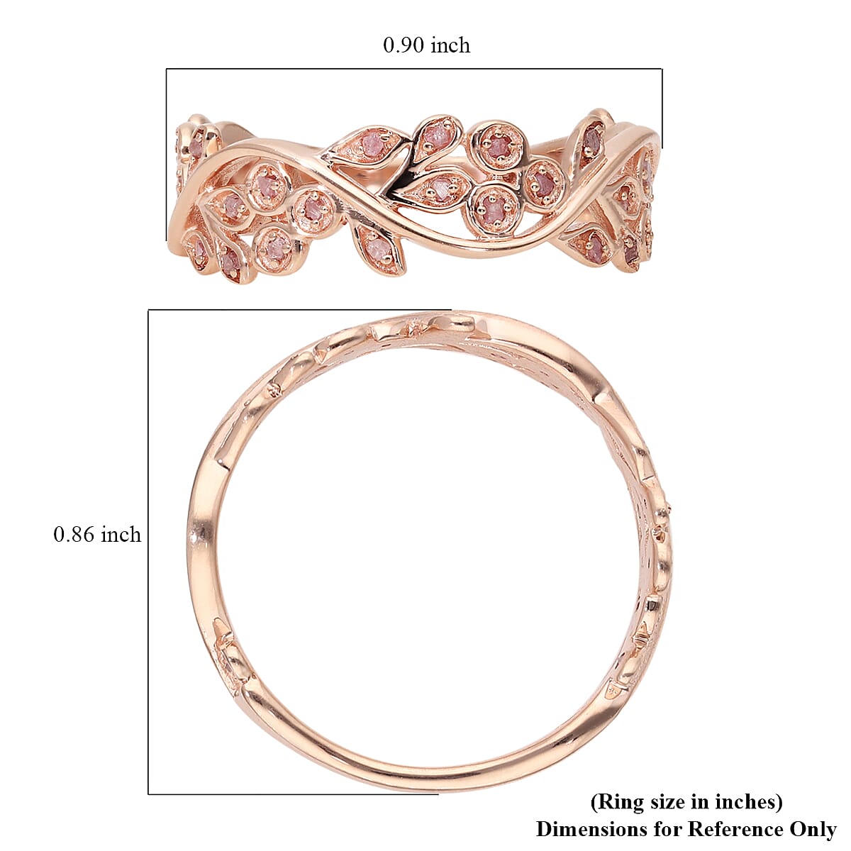 Pink Rough Diamond Ring in Rose Gold Plated Sterling Silver 0.20 Ct. 8727248 6